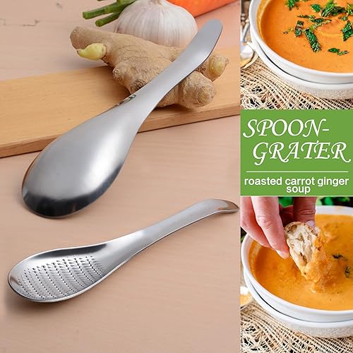 Miniatura 6 de Rallador de jengibre de acero inoxidable Cuchara Limón Zester Rallador de queso Wasabi Jengibre Prensa de ajo inoxidable Gadget