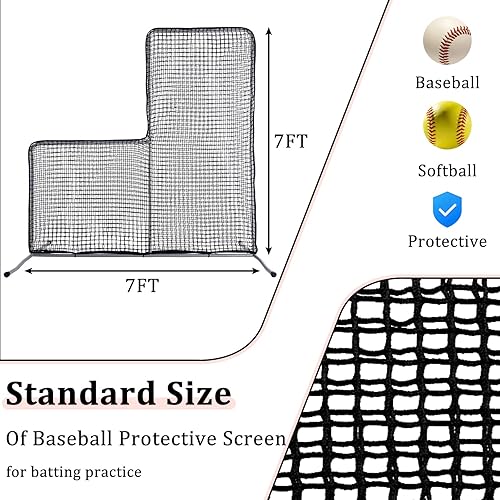 Miniatura 2 de Baseball L Screen 7 X 7 FT Softball Pitching Batting Protector Portable Guard Net for Pitcher Safety for Outdoor Indoor Sports Field Training Use