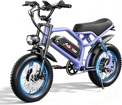 ADISTAR 16" Electric Bike, Peak1500W Motor, 65 Miles Range,748.8Wh Purple