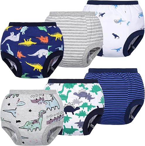 BIG ELEPHANT Pantalones de entrenamiento para niños pequeños, ropa interior absorbente de algodón suave para bebés niños y niñas
