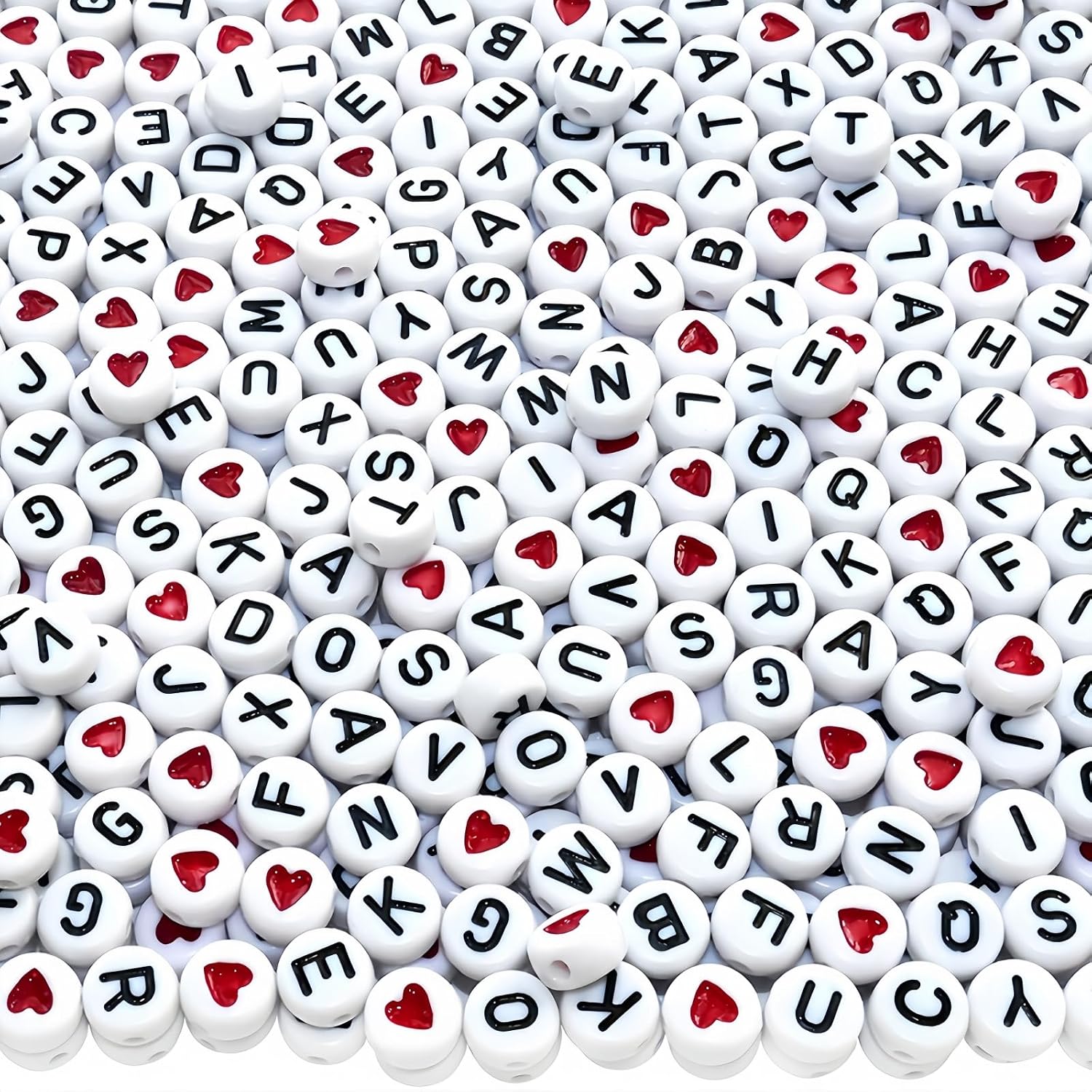 Amaney 1000pcs 4x7mm Round Letter Beads Colorful Acrylic with Gold Letter Alphabet for Jewelry Making