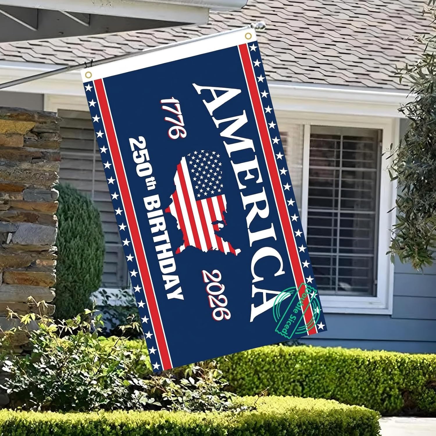 WENWELL America 250th Anniversary Flag - Double Sided, 3x5 Feet, USA Map Design, 1776-2026 250 Years Birthday Patriotic Decor for Outdoor, Front Door, Porch, Wall - Image 3