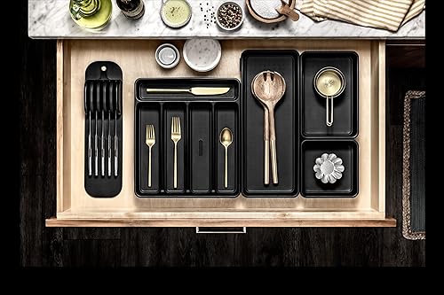 Miniatura 3 de madesmart Alfombrilla antimicrobiana clásica para cuchillos pequeños en el cajón, agarre suave, organizador de cajones antideslizante, organización