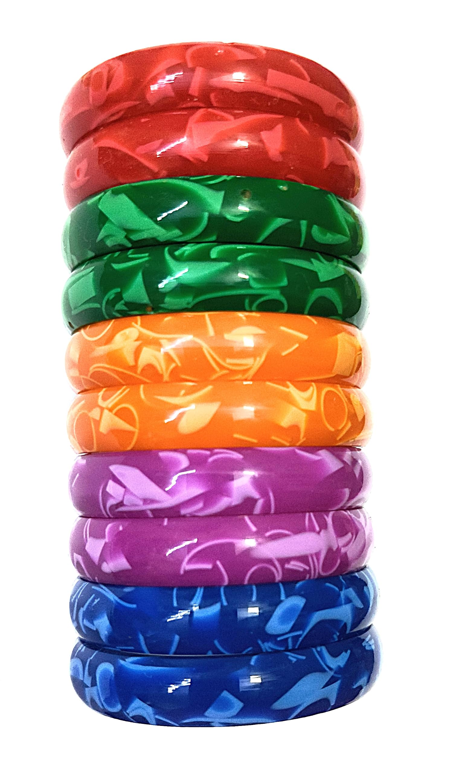 Multicolour Plastic Bangles for Girls, Marble Pattern with Glossy Finish, 10 Piece Set in 5 Vibrant Colours for girls Jewellery Collection-image-21