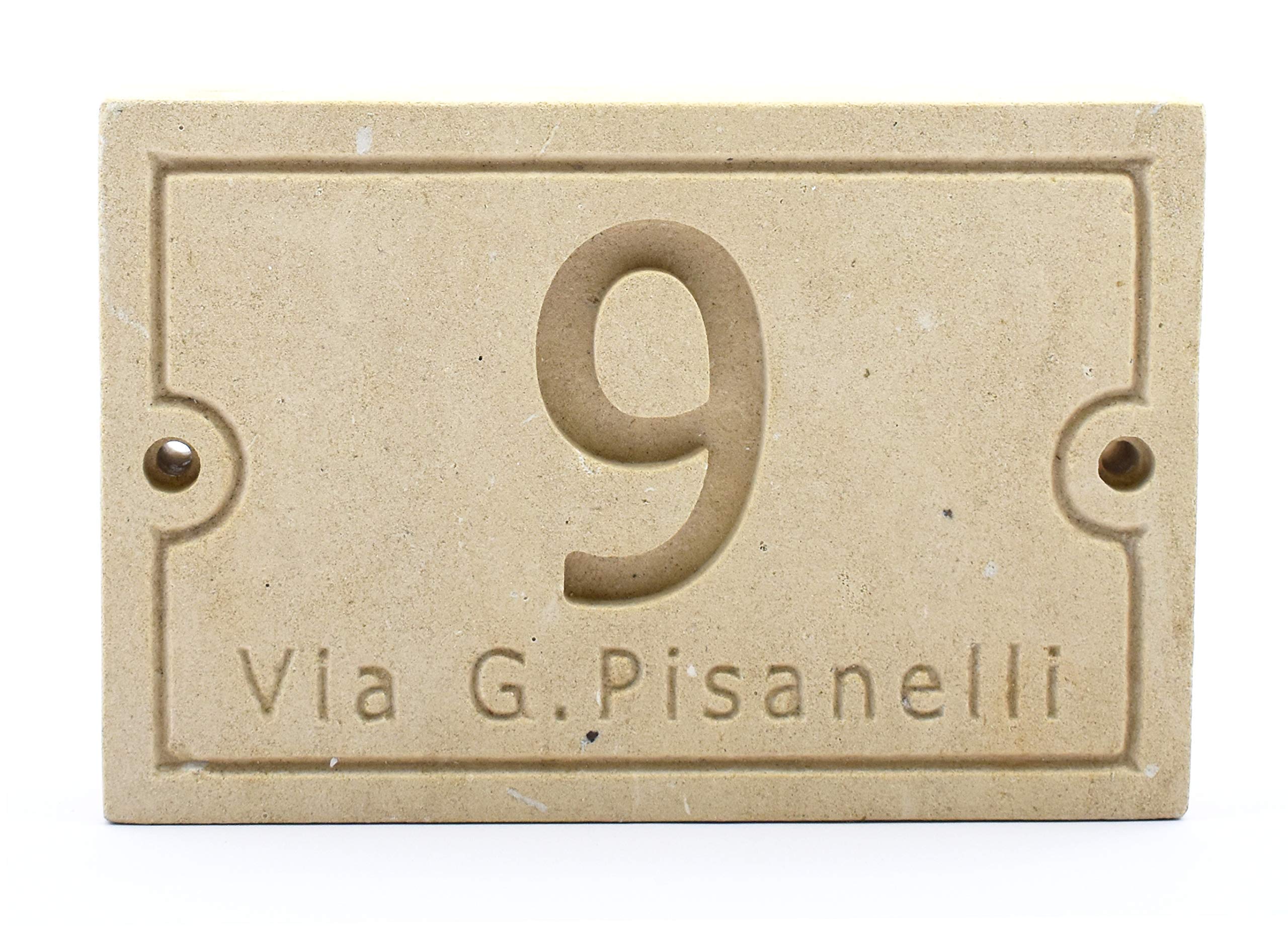 Numero civico esterno personalizzato in PIETRA LECCESE con nome della Via i misura 10 cm x 15 cm x 2 cm- personalizzabile
