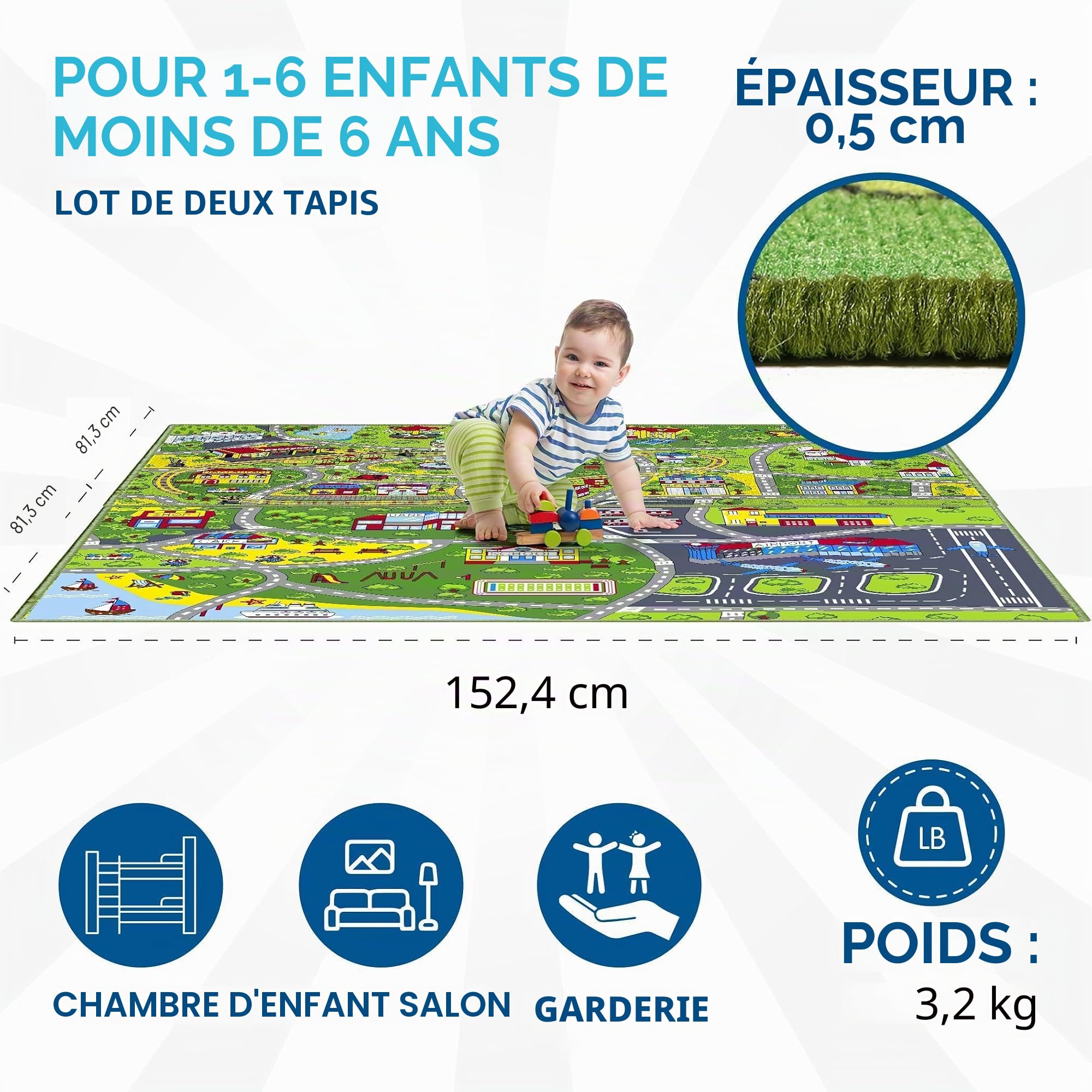 Booooom Jackson Tapis de Jeux Voiture