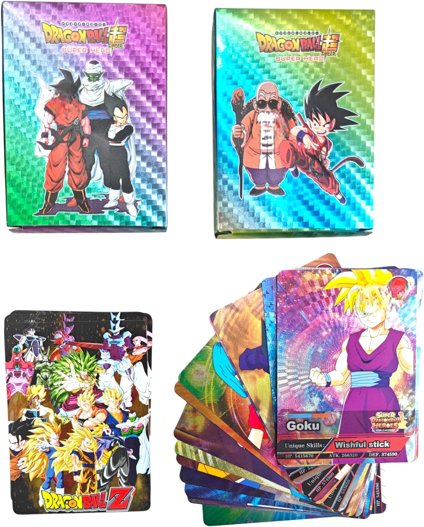 SHAKTISM Dragon-Ball Anime Cards, Unique Card Desk Pack, Official Anime CCG Collectable Playing Foil Cards, Anime Merchandise Gift, Pack of 55 (Dragon Ball Golden) (Rainbow)