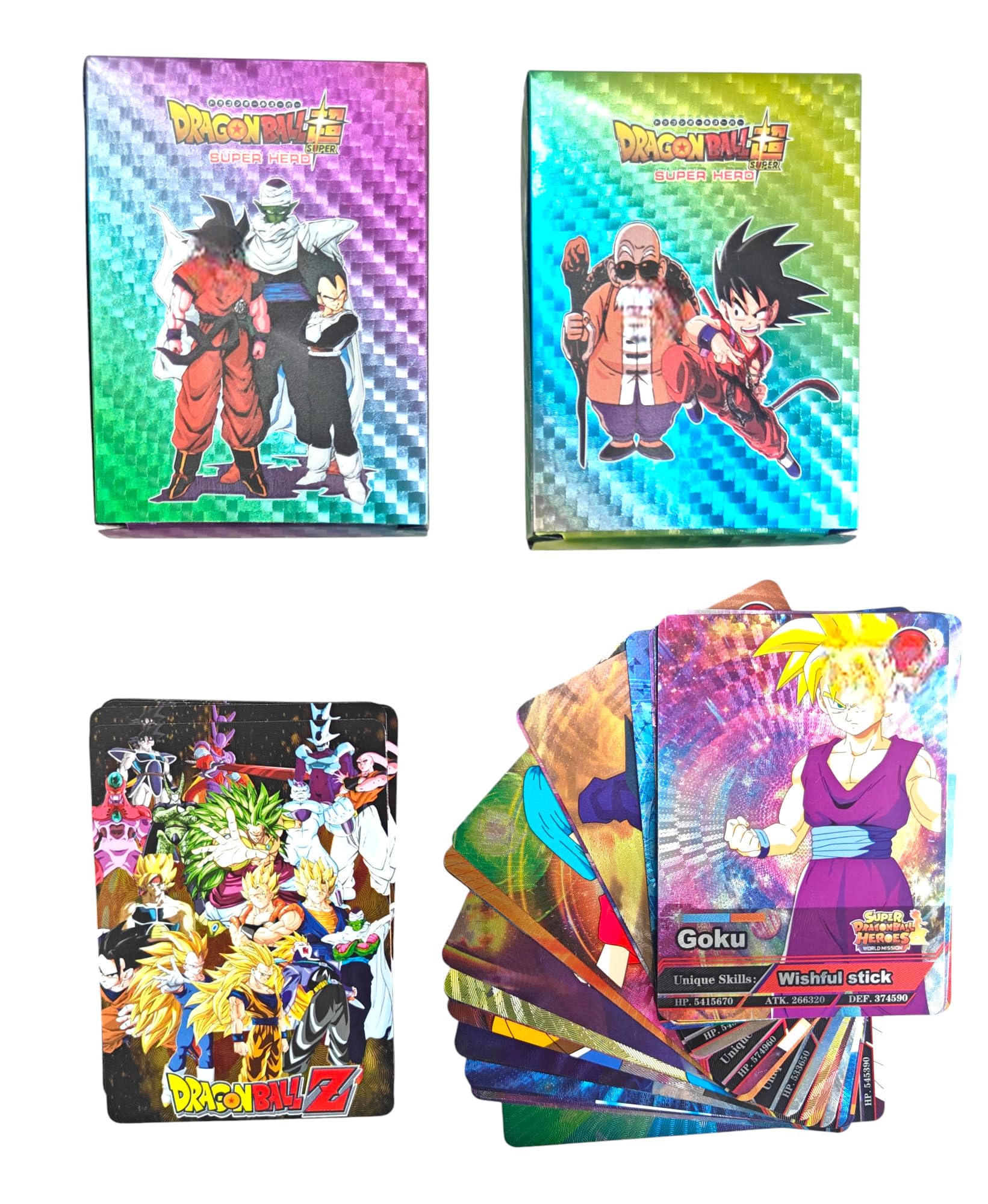 SHAKTISM Dragon-Ball Anime Cards, Unique Card Desk Pack, Official Anime CCG Collectable Playing Foil Cards, Anime Merchandise Gift, Pack of 55 (Dragon Ball Golden) (Rainbow)