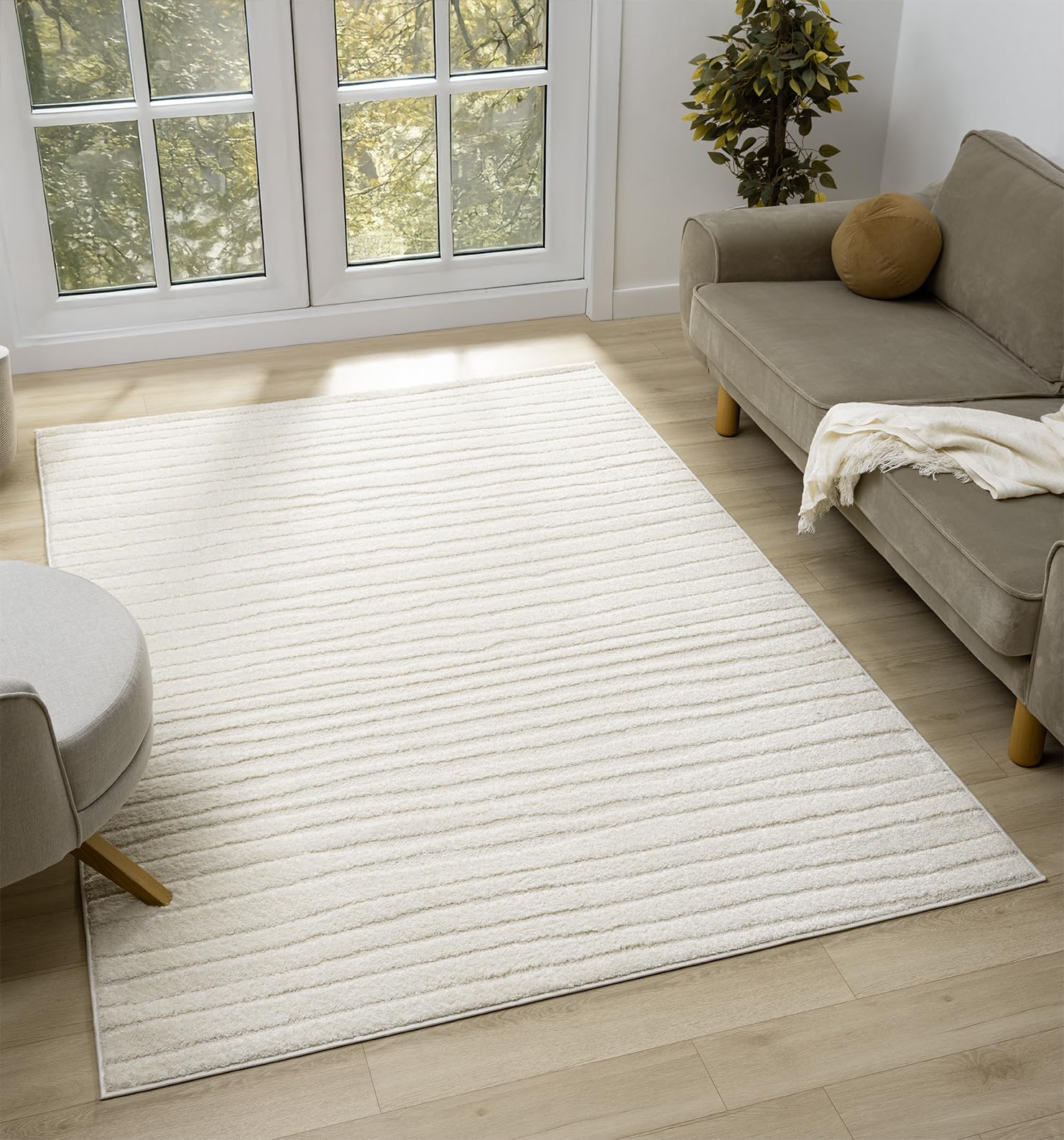 Desire Rugs Aya Cream Embossed Lines Rug 120 x 170cm