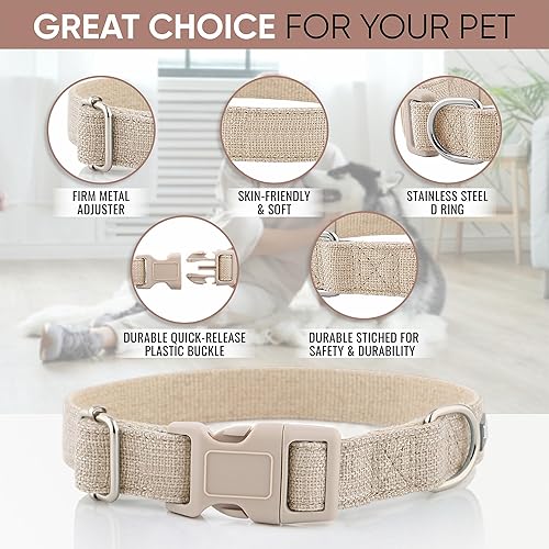 Miniatura 2 de DCSP Pets - Collar de perro  Collar de perro resistente para perros pequeños, medianos y grandes  Tela natural ecológica  Duradero y agradable al