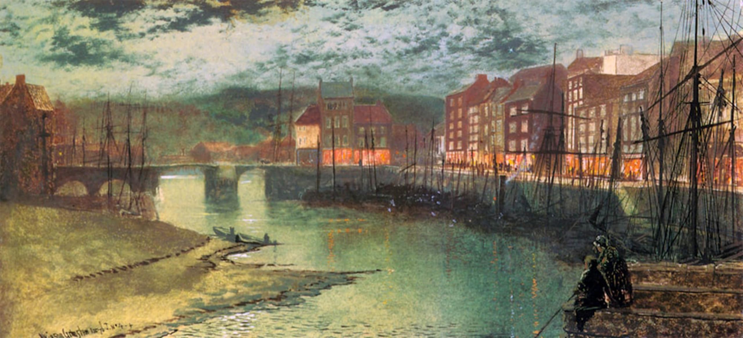 SERENDIPITP Vintage Picture Print on Canvas Wall Art Poster Whitby Docks Artwork Print Poster for Wall Decor 60x90cm