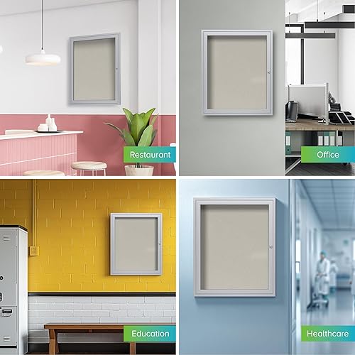 Vista 20 de Ghent Tablón de anuncios de vinilo cerrado de 2 puertas para exteriores, resistente a los golpes, con cerradura, marco de aluminio satinado