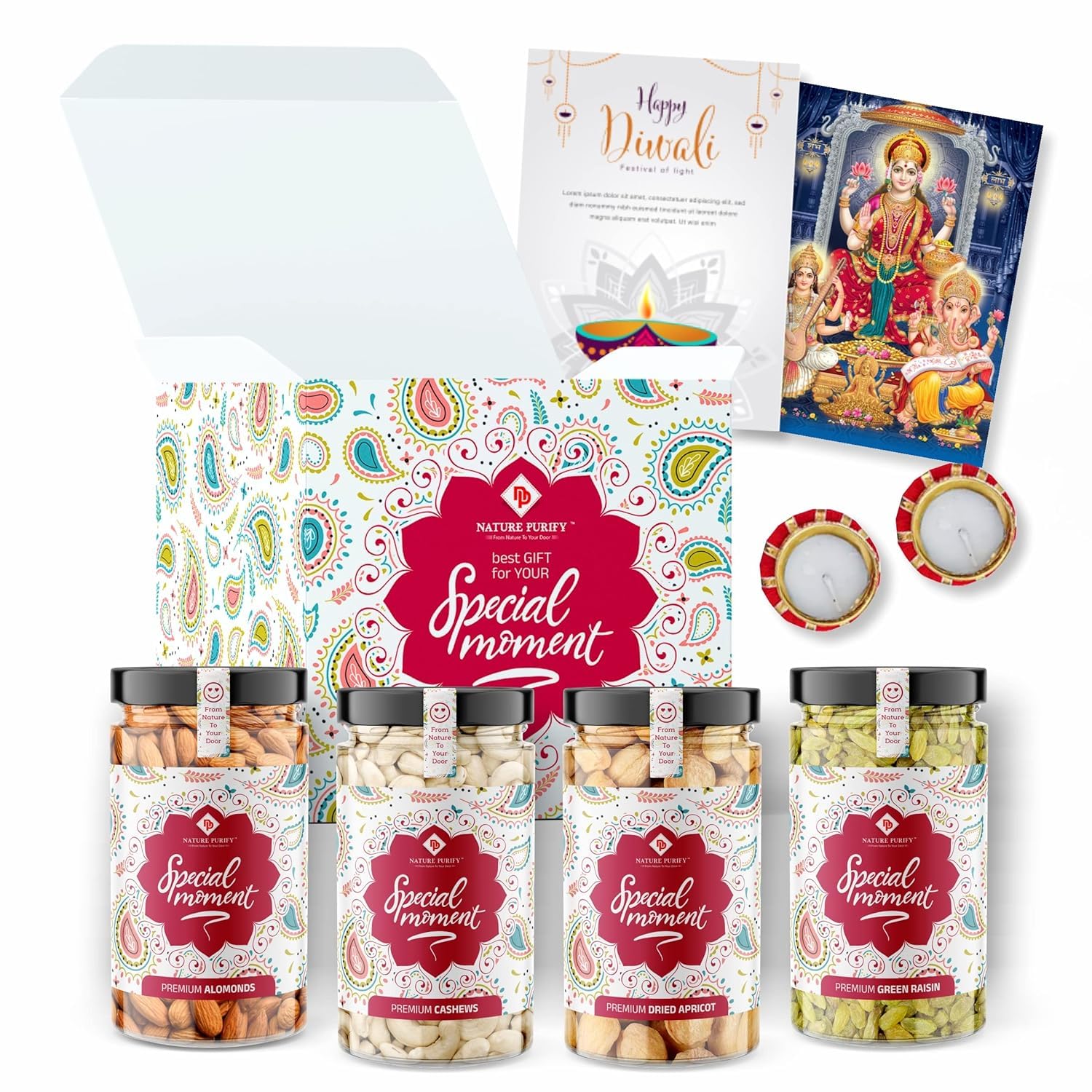 Nature Purify Combo with Gift Dry Fruits Premium Gift Hamper - 400G | Almond, Cashew, Green Raisins, Apricot 100G Each (B0B7DLPLCP) Amazon Price History, Amazon Price Tracker