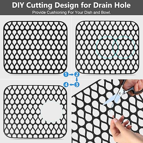 Miniatura 7 de YUBIRD - Protectores de fregadero para fregadero de cocina, tapetes de fregadero de 13.58 x 11.6 pulgadas, 2 alfombrillas de silicona para fregadero
