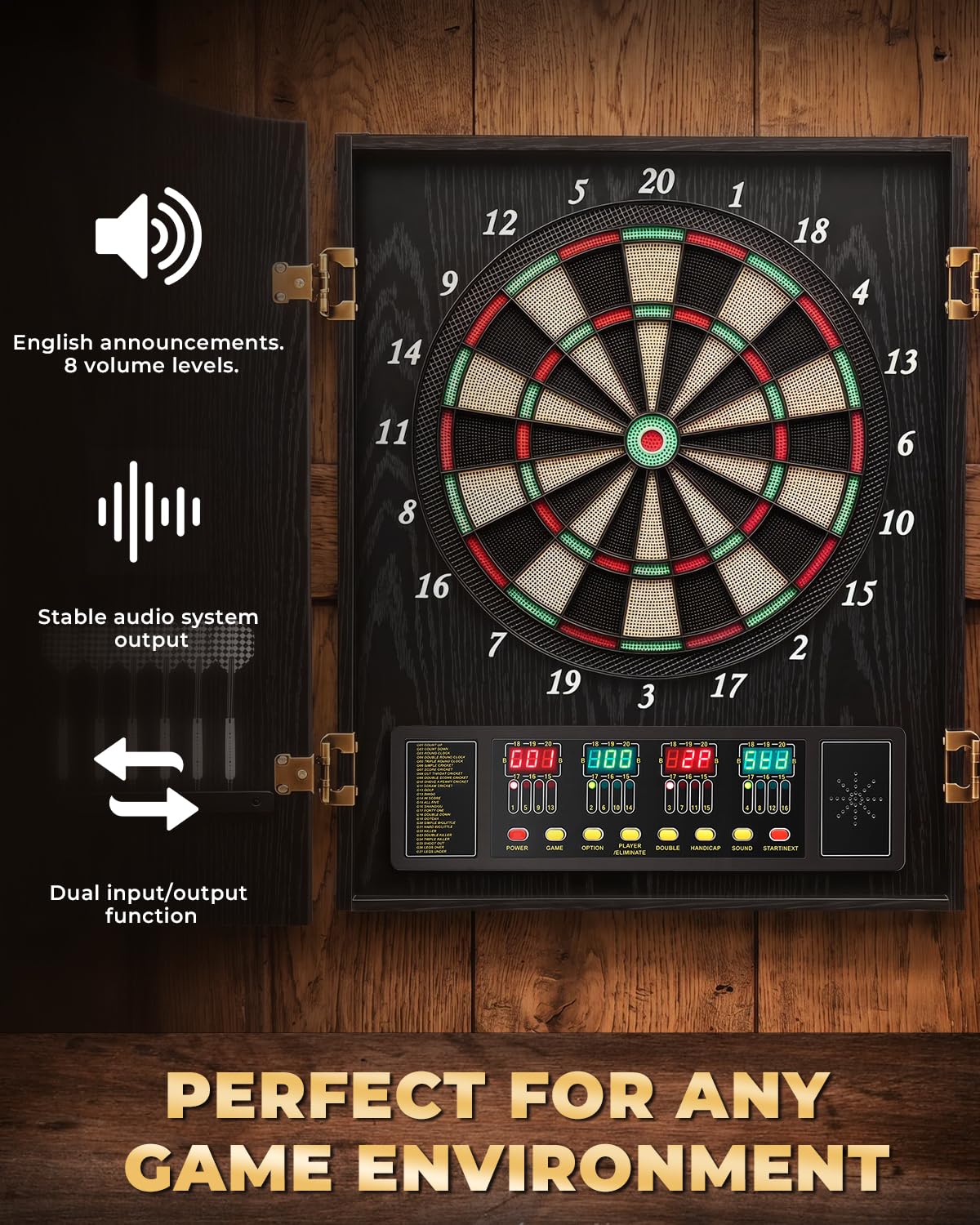 Freccette Elektronische Dartscheibe mit Schrank, LED Soft Tip Dartscheibe