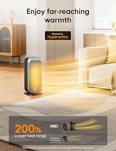 Miniatura 10 de Dreo Calentadores de espacio para uso en interiores, calentador portátil con oscilación de 70, calentador eléctrico PTC de 1500 W con termostato,