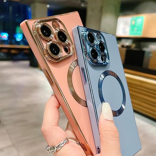 Miniatura 7 de aowner Funda magnética para iPhone 11 Pro Max con borde cuadrado chapado compatible con MagSafe protección de cuerpo completo resistente, ajuste