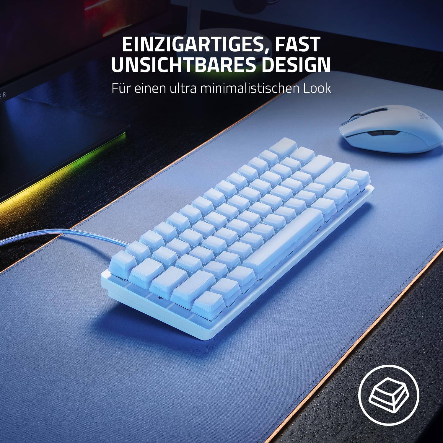 Razer Phantom Tastenkappen-Upgrade-Set - Fast unsichtbares Pudding-Design für durchscheinende Chroma RGB-Beleuchtung (128 Tasten, Tastenentferner, Stabilisatoren) US- & UK-Layout | Weiß