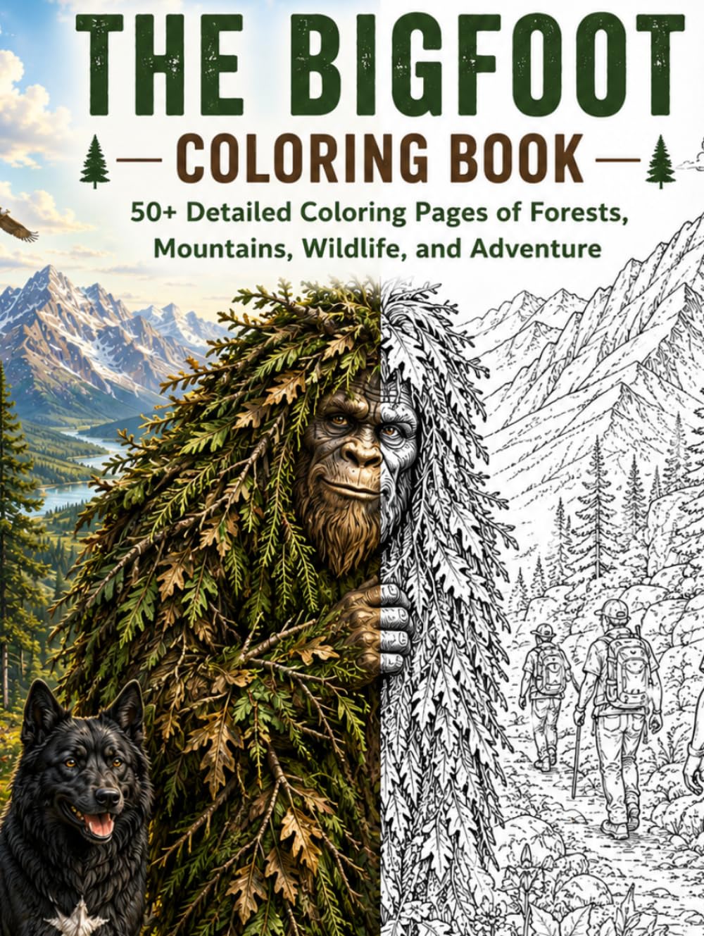 THE BIGFOOT COLORING BOOK 50+ Detailed Coloring Pages of Forests, Mountains, Wildlife, and Adventure (Coloring Books for Adults and Kids - Ghostlight ... - relaxation through coloring activity book.)