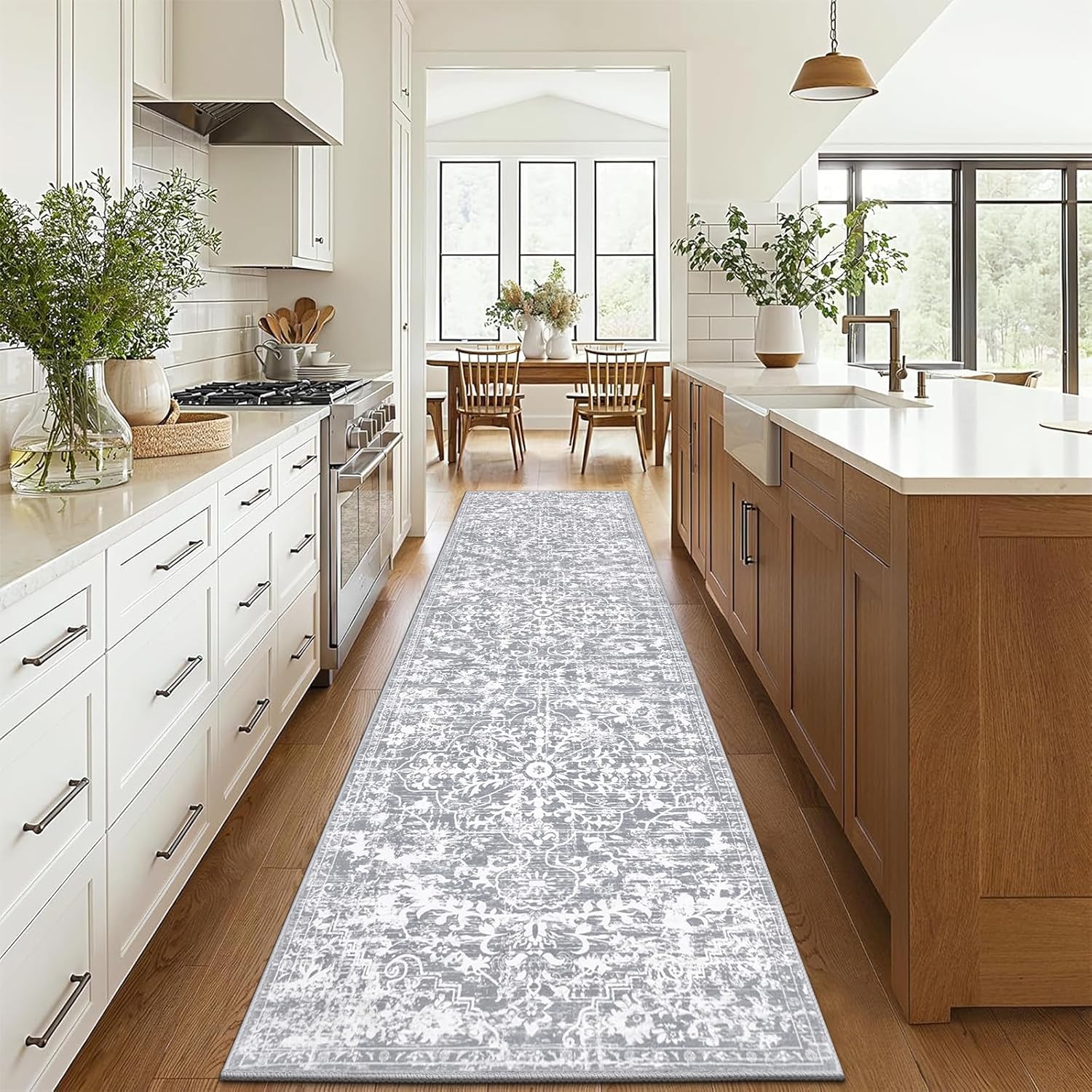 Pauwer Boho Hallway Runner Rug 2x8 Washable Entryway Area Rugs Non Slip Farmhouse Vintage Floor Mat Carpet Runner for Hallways Laundry Room Kitchen Bathroom Bedroom