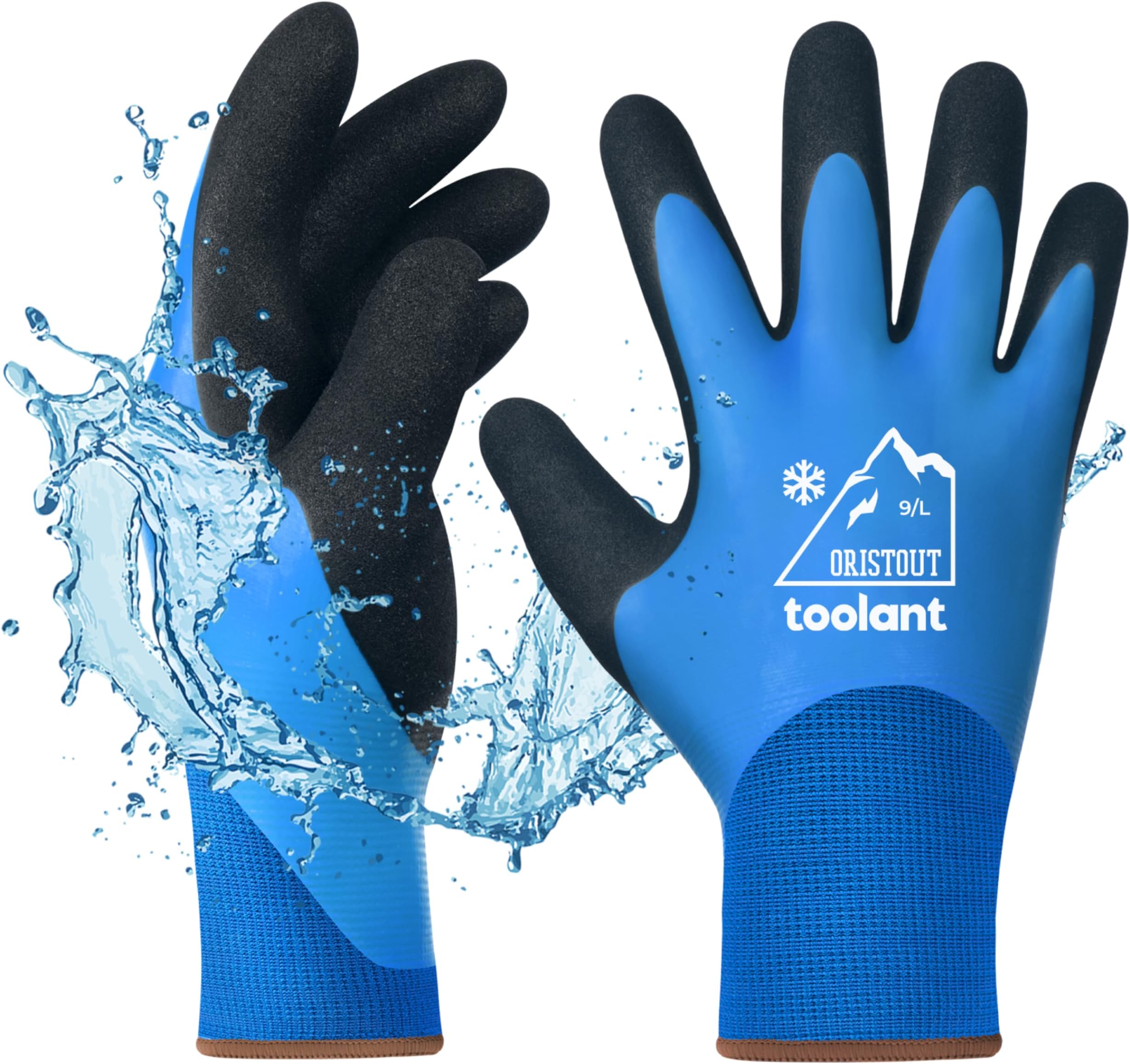 Thermal Work Gloves for Cold Weather, Waterproof Winter Gloves, Touchscreen, Super Grip, for Gardening, Fishing, Car Washing, Working in Freezer, Blue, Large