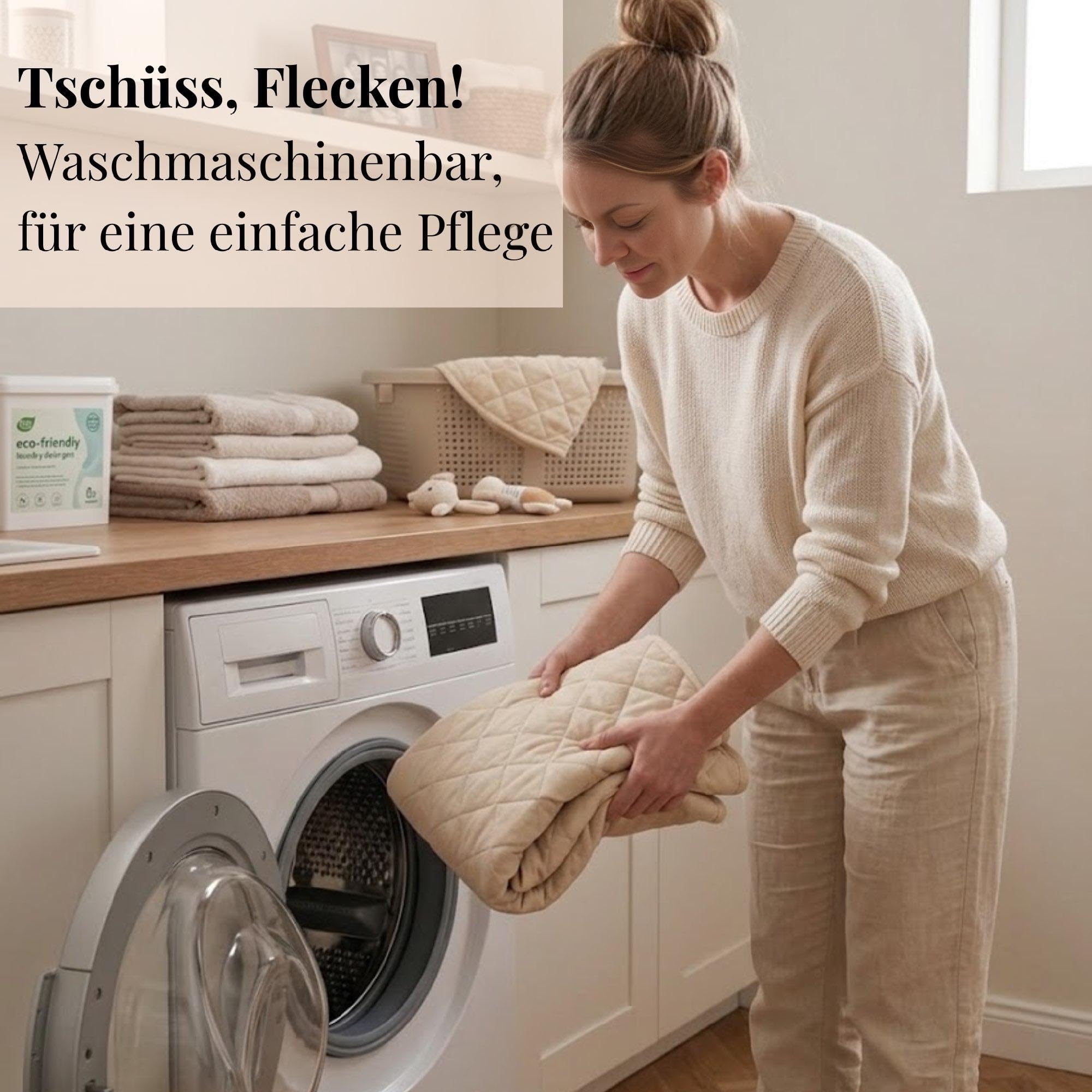 Krabbeldecke Baby rund 110 cm – Extra weich & dick gepolstert, waschbar, schadstofffrei, faltbar mit Tragegriff, Spieldecke für zuhause & unterwegs