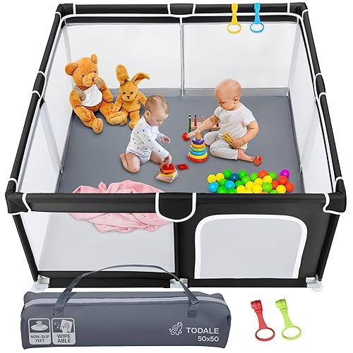 TODALE Corralito para bebés, corralito mediano para bebés y niños pequeños, centro de actividades para niños en interiores y exteriores, juego de