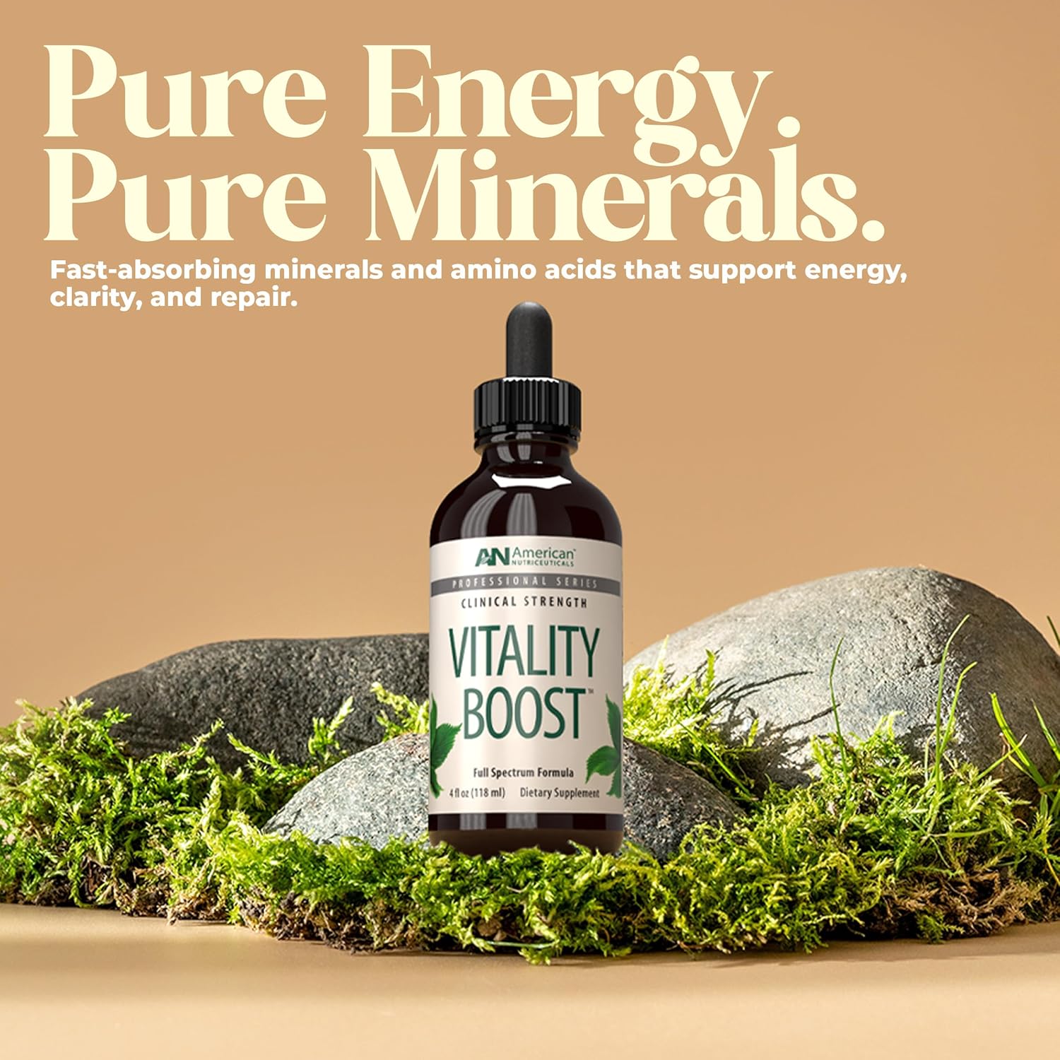 American Nutriceuticals - Vitality Boost Fulvic Acid w/Trace Mineral Drops - Multimineral Supplement -Rich in Amino Acids – Improves Energy Function