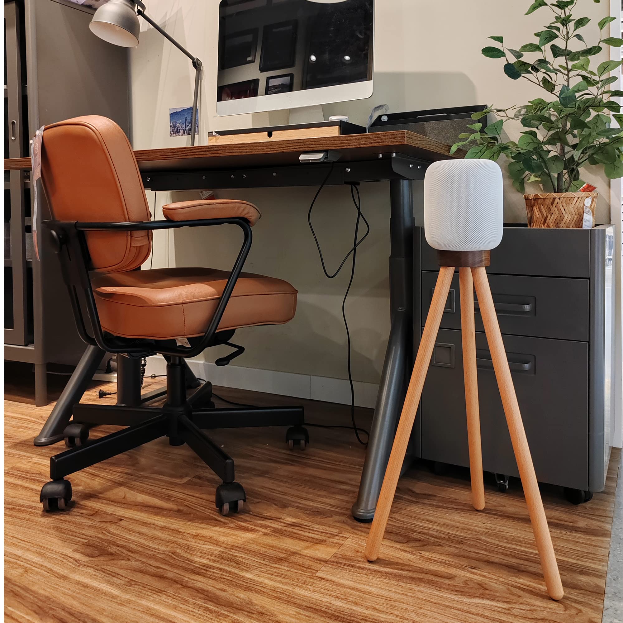 HOOKMEMO Speaker Stand for HomePod 2 (2023) (Real Wood Stand:Walnut+Beech)