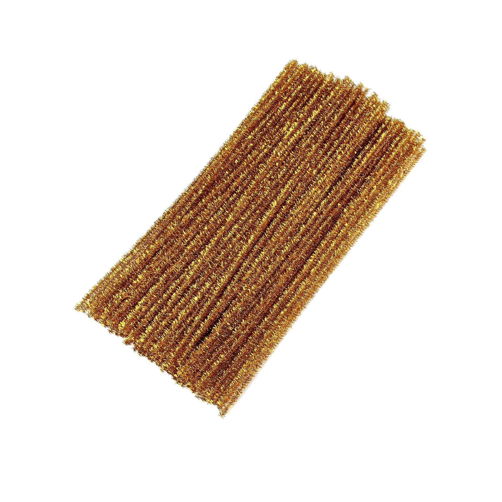 Pack of 25/50/100/250/500 30cm Pipe Cleaners for Arts & Crafts [Glitter Gold, Pack of 100] — image 1