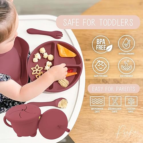 Miniatura 4 de Baby Led Weaning - Set de alimentación de silicona para bebés - Suministros de destete LED para bebés - Utensilios de destete LED para bebés -