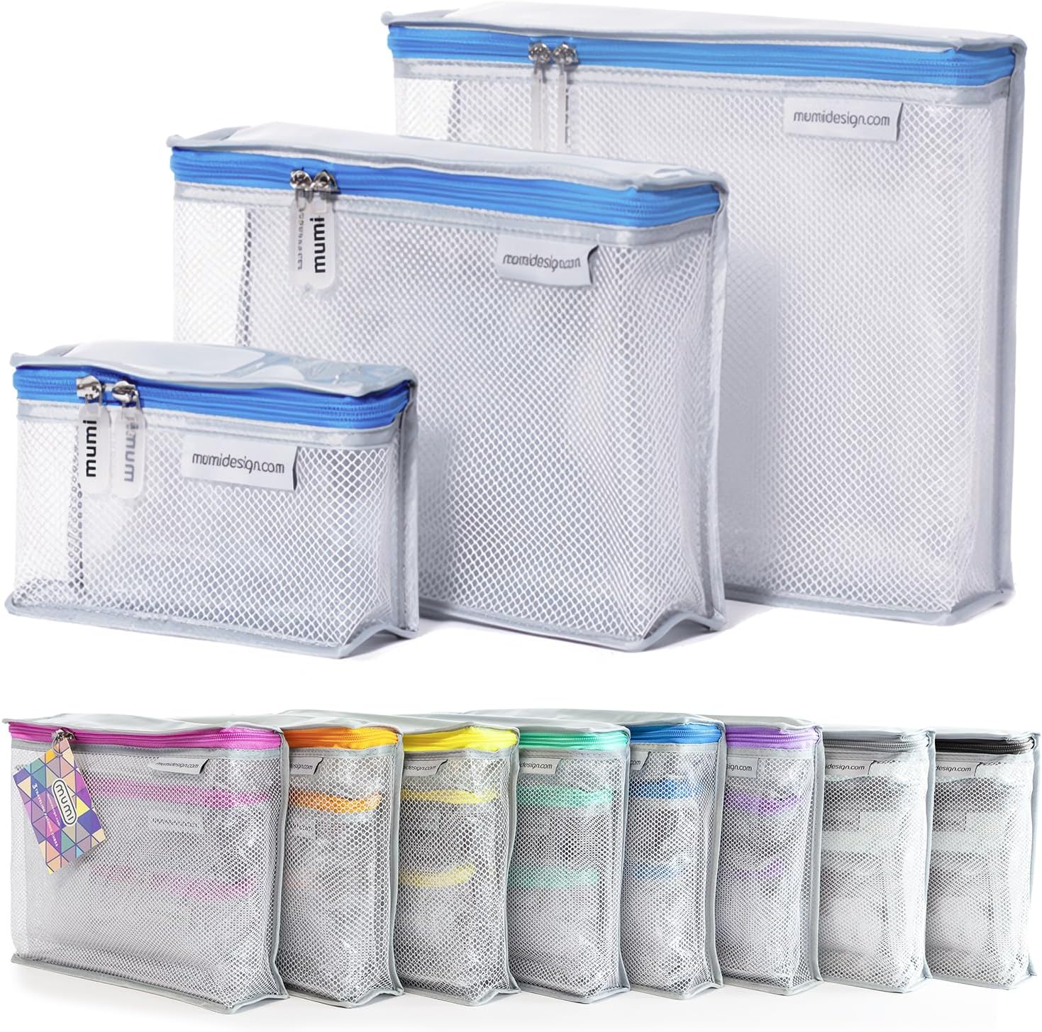 MUMI Toiletry Bag See-Through Travel Toiletry Bag Waterproof Toiletry Makeup Bag Durable Color Coded Travel Toiletry Bag for Women, Blue