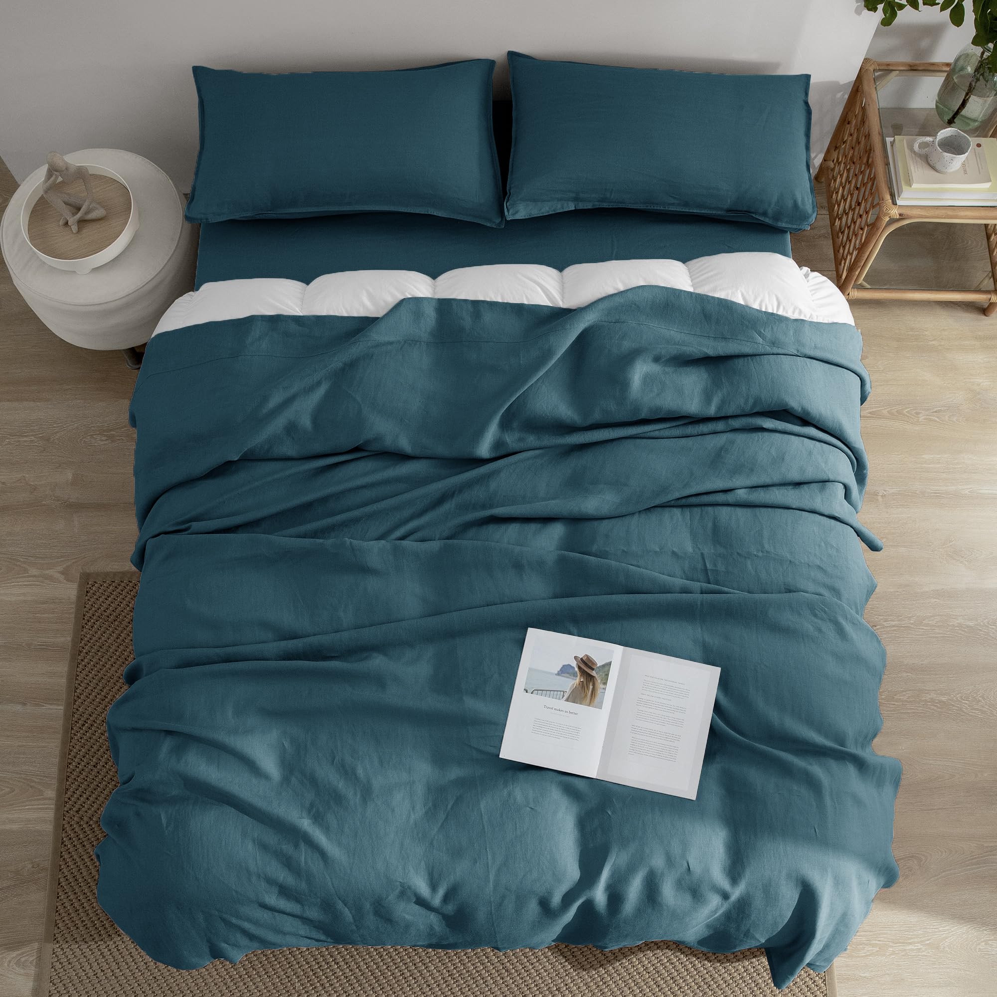 Linen Size Sheets Set, 100% Stonewashed French Linen Bed Sheets King Dark Grey