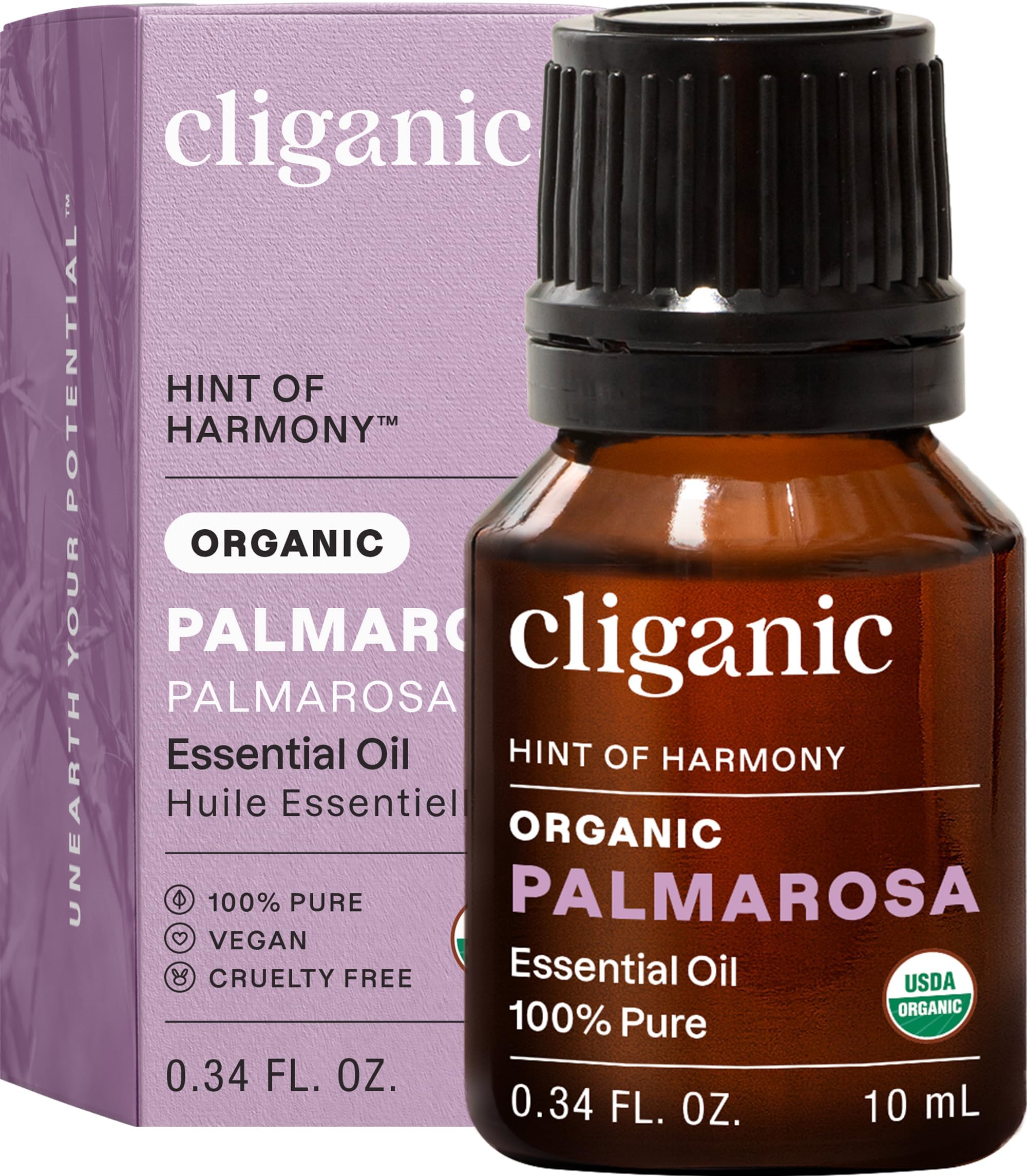 - Cliganic Organic Palmarosa Essential Oil, 100% Pure Natural Undiluted (10ml), for Aromatherapy | Non-GMO Verified