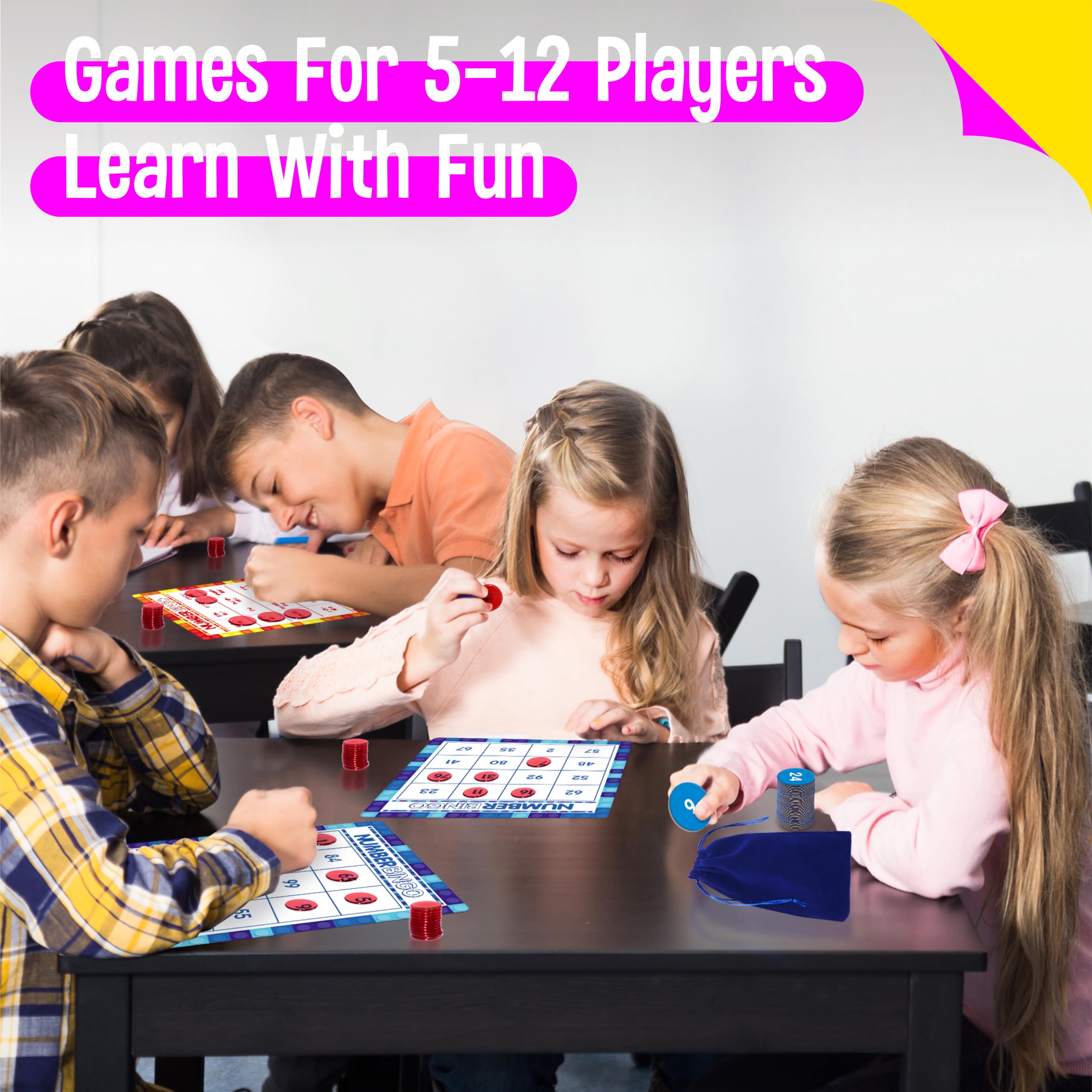 SpriteGru Zahlen-Bingo-Spiel, Zahlen 1-100 Bingo-Brettspiel Lernen & Zählen, Zahlen-Erkennungs-Spiel für Kinder 5-12