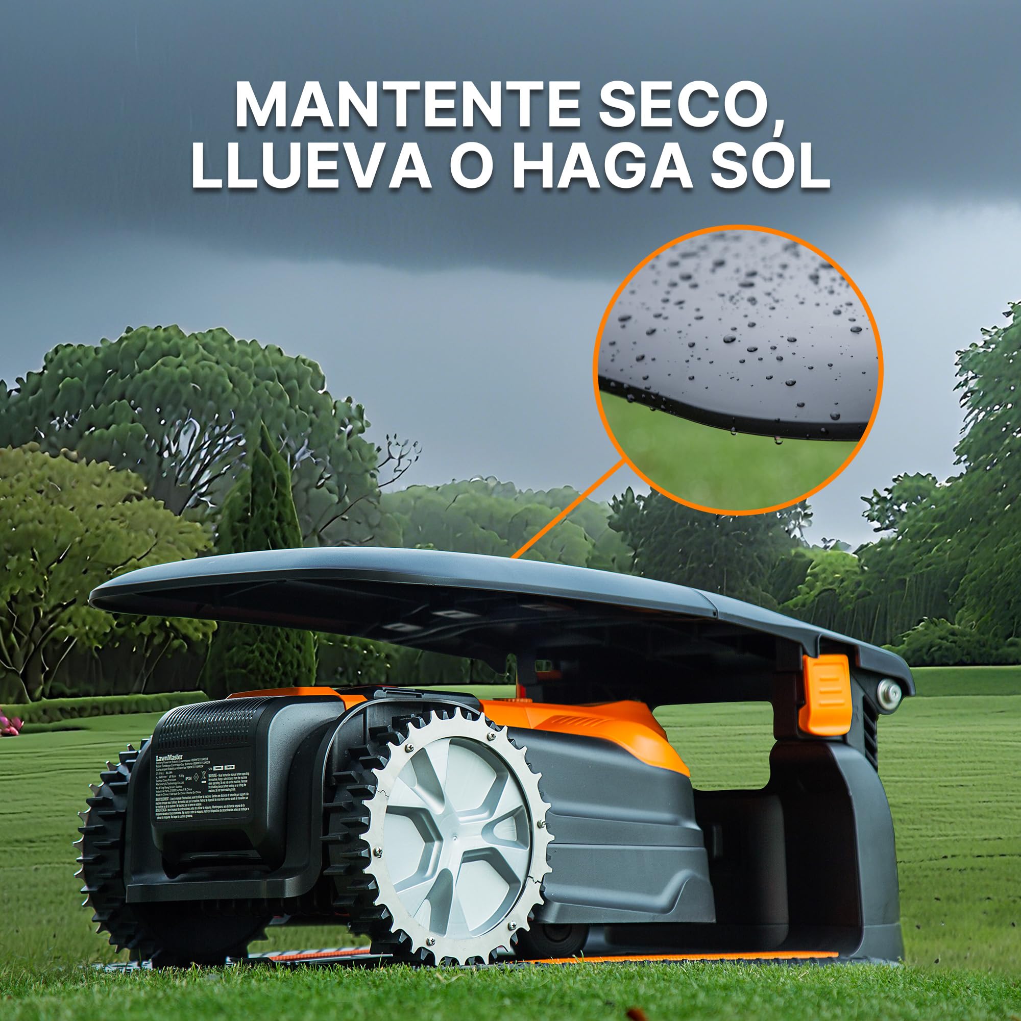 LawnMaster Robot cortacésped Garage 952641 – Techo impermeable sin pérdida de señal, protección fiable contra el sol y la lluvia, apto para la serie Lawnmaster VBRM18