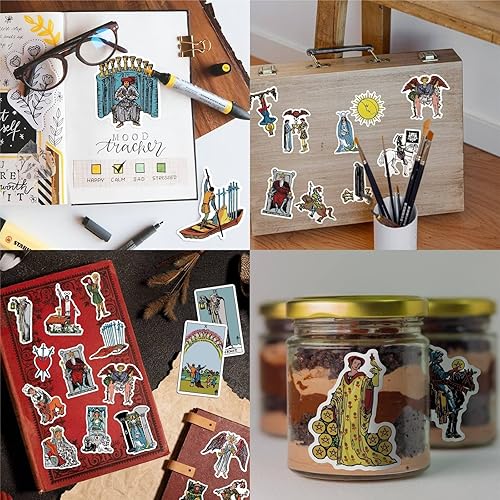 Miniatura 3 de 103 calcomanías de tarot para diario, basado en The Rider Waite Smith, cartas de tarot, personajes y símbolos, accesorios de astrología y brujería