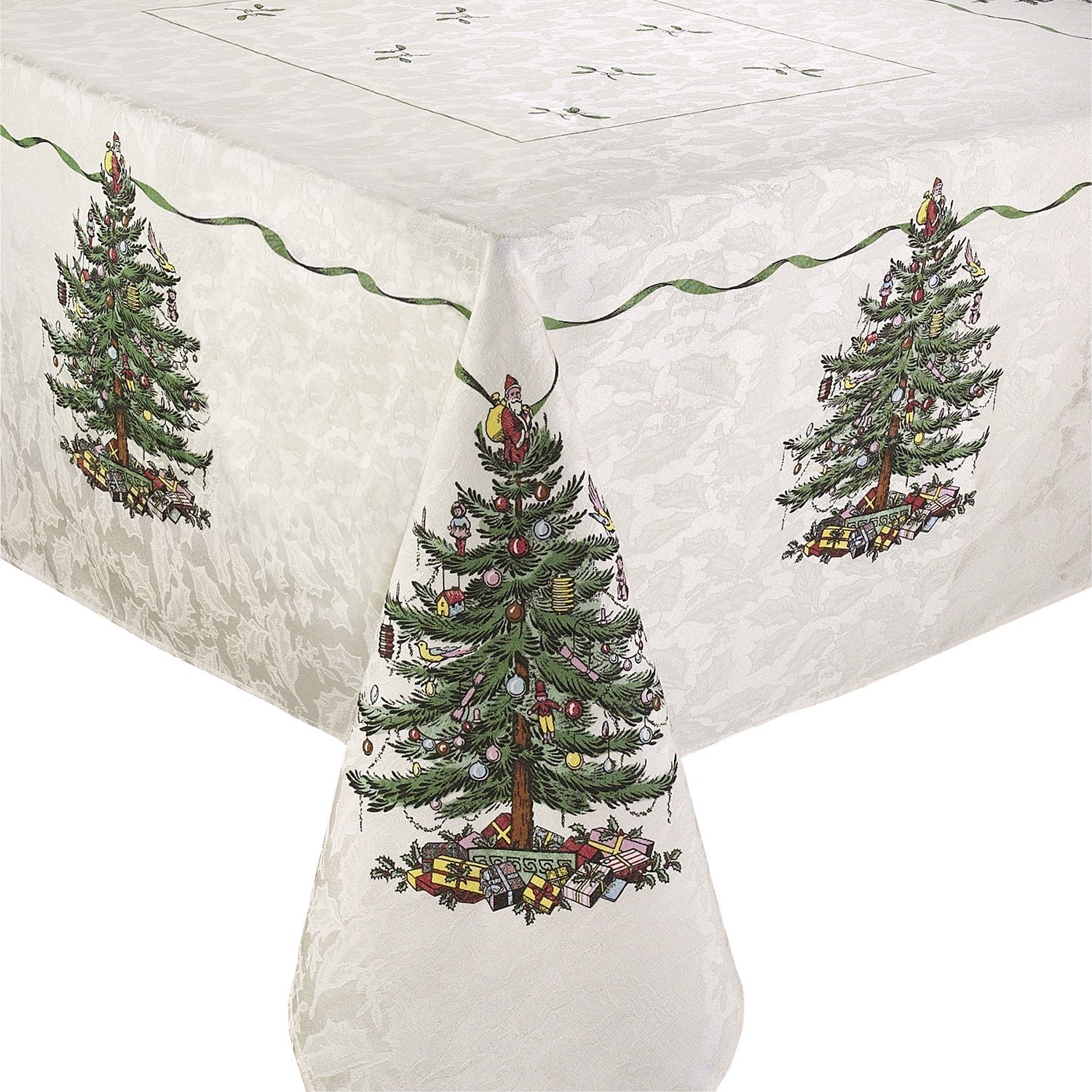 Avanti Linens Fabric Tablecloth, Kitchen Table Accessories, Holiday Home Decor Christmas Tree Collection, 60" x 102"
