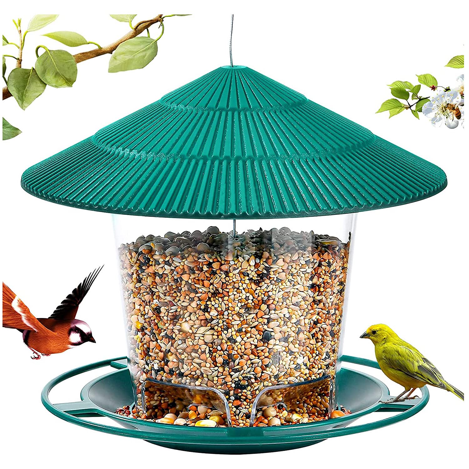 Amazon | バードフィーダー 鳥と心を繋ぐ 屋根付き 自動給餌 大容量1kg
