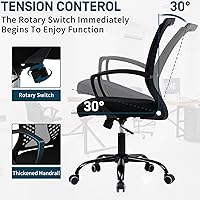 Vista 8 de Silla ergonómica de oficina, silla de malla con respaldo medio con soporte lumbar y reposabrazos, silla de computadora ajustable, silla de estudio