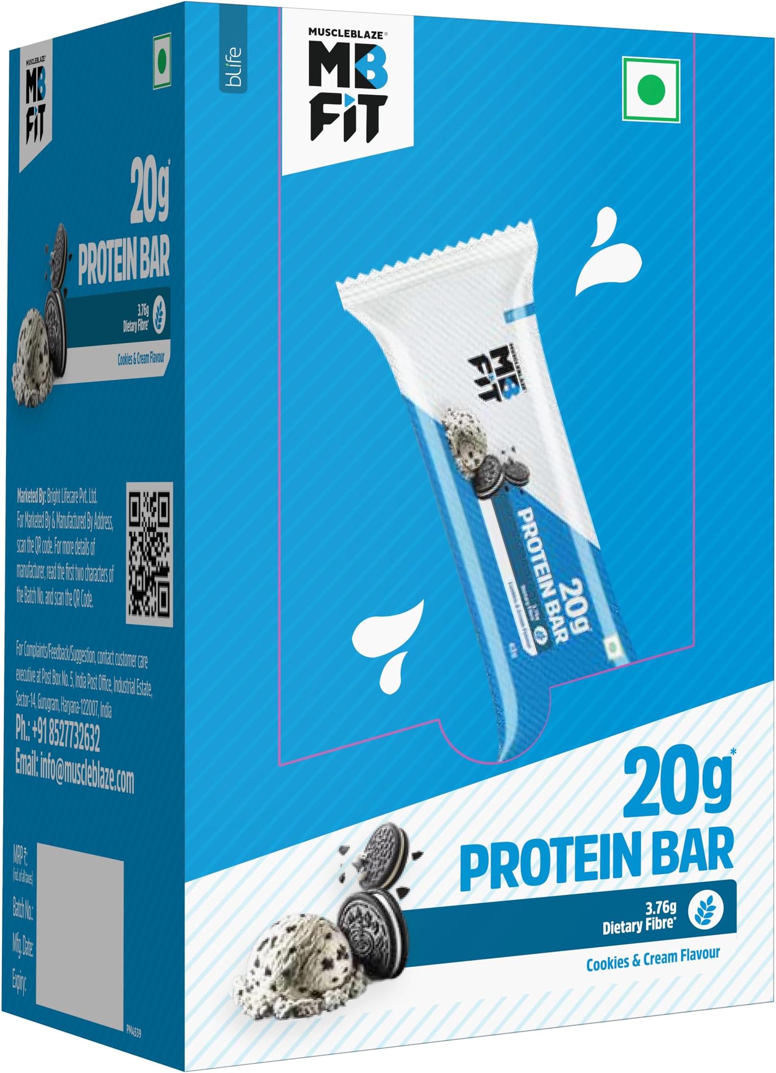 20g Protein Bar (Cookies & Cream, Pack of 6) | Protein Blend, Healthy Protein Snacks | For Energy & Fitness