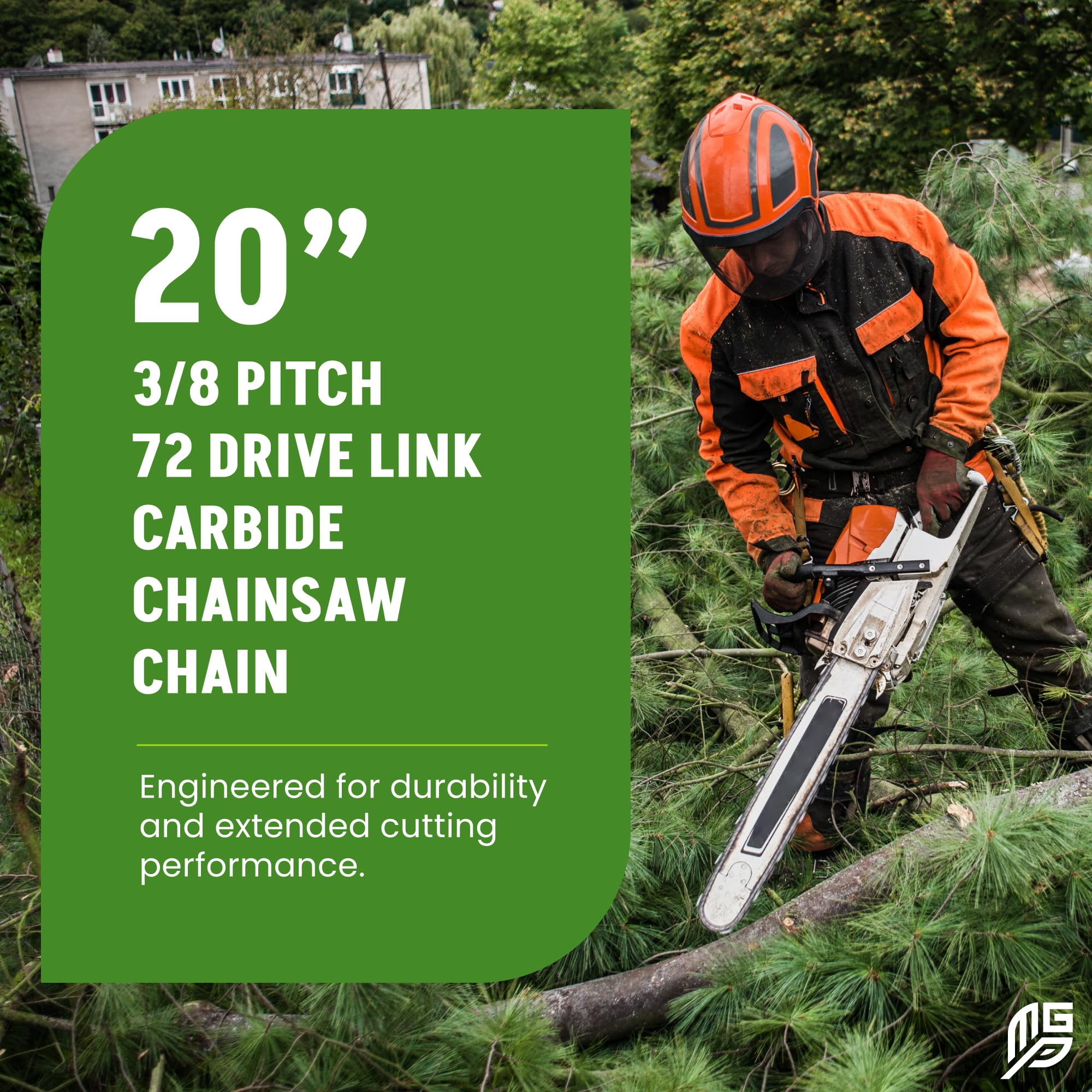 MGP Supply Cadena semicincel de carburo sólido de 20 pulgadas | Calibre 0.050 | Se adapta a motosierras Stihl, Oregon y Husqvarna (72 unidades para barra de 20 pulgadas)
