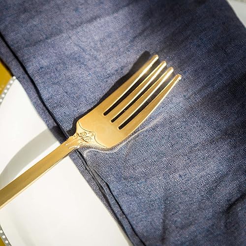Miniatura 8 de Efavormart - Juego de 24 tenedores de plástico desechables barrocos dorados metálicos de 8 pulgadas para bodas, fiestas, banquetes, eventos, bufé de