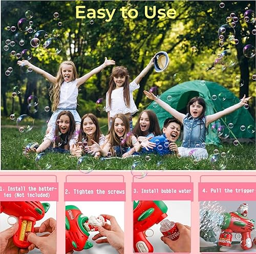 Miniatura 3 de Pistolas de burbujas, máquina automática de burbujas de Navidad para niños, más de 7000 burbujas por minuto de luz para niños a partir de 3 años,