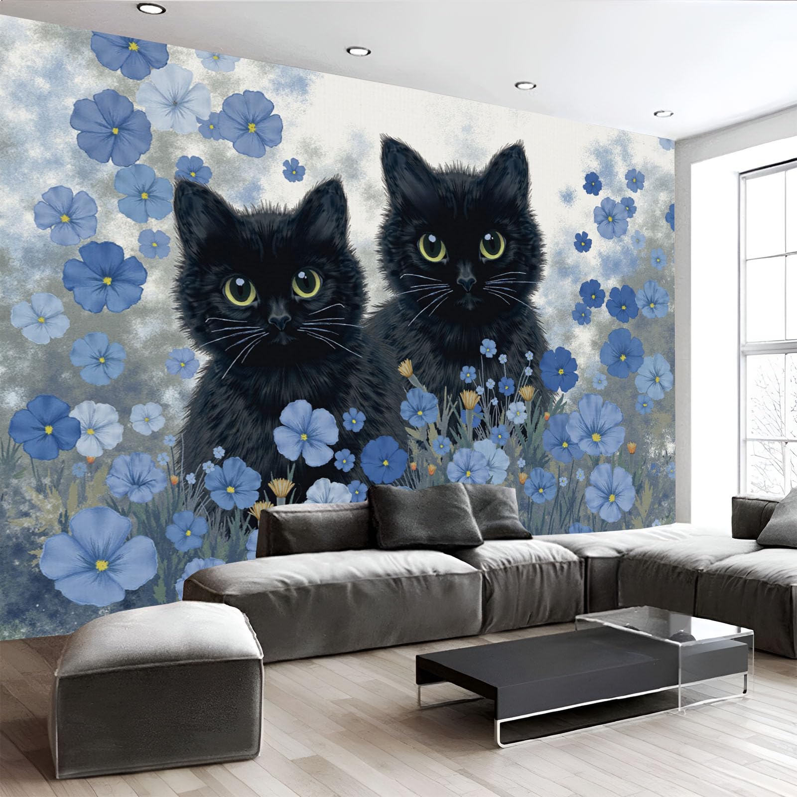 Papier peint mural animaux mignons pour cacher un mur blanc triste