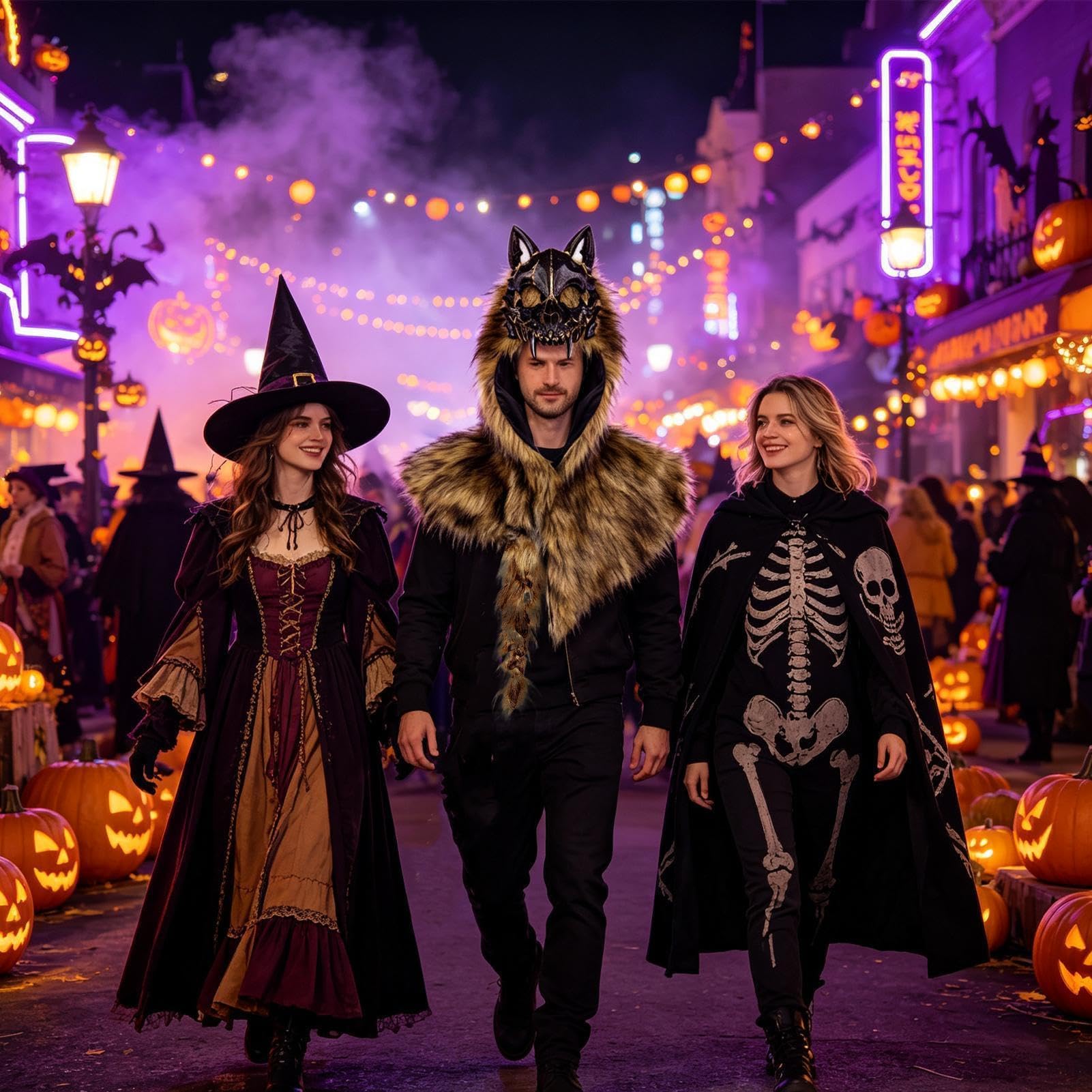 Sciarpa con Teschio di Lupo in Pelliccia Sintetica per Cosplay di Halloween