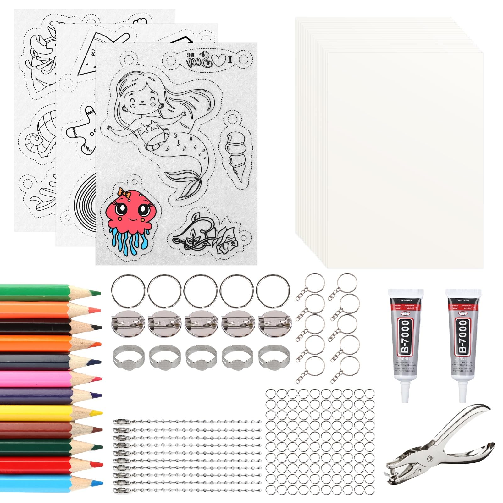 TOPCZY 173 PCS Shrinky Art Crafts Set, Heat Shrink Plastic Sheet Kit, Shrinky Art Paper Kit, Blank Film Paper