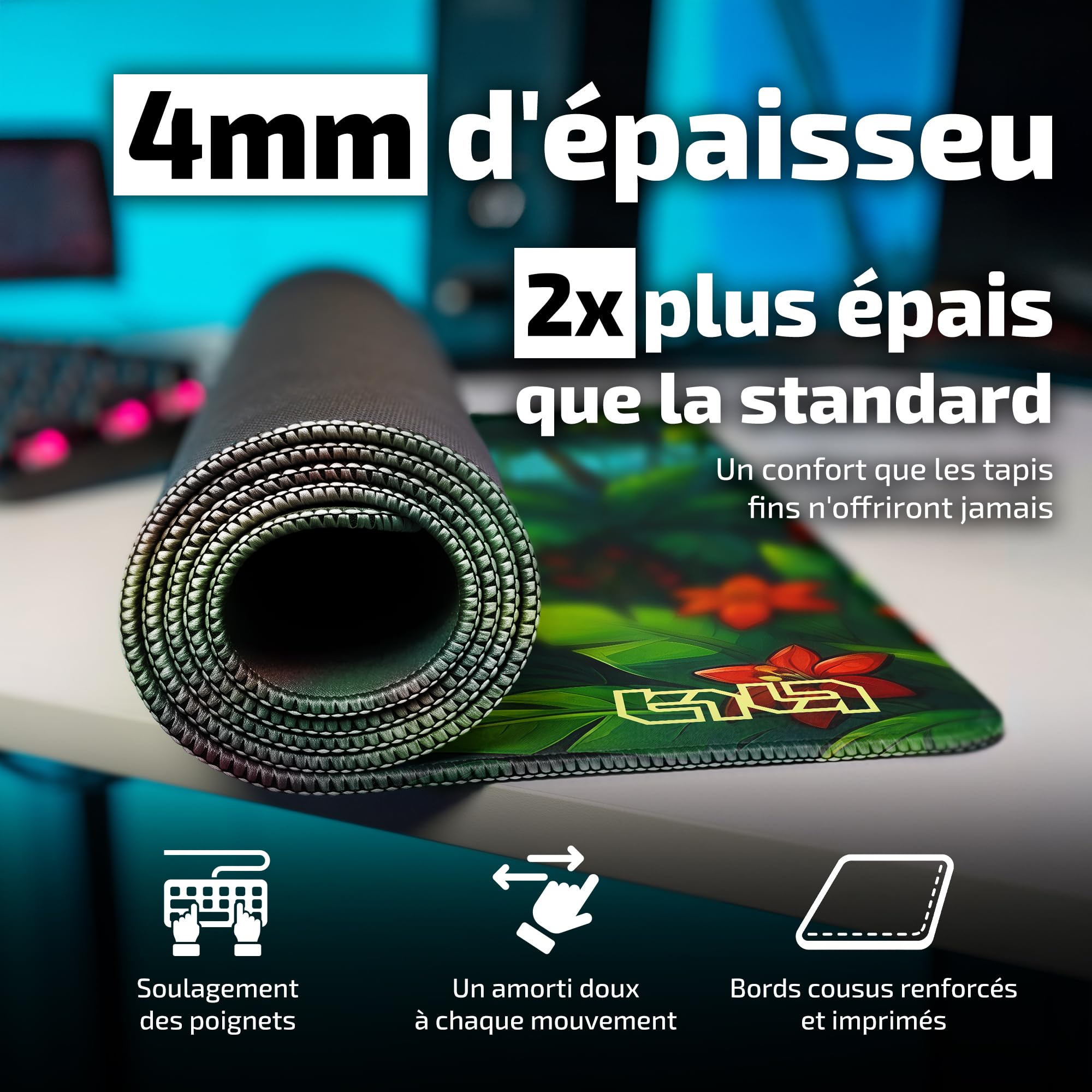 Tilt Grand Tapis de Souris Gamer XXL 100x50 cm | Tapis de Bureau Gaming Anti-Dérapant | Mouse Pad Imperméable pour PC et Accessoires Gaming | Tapis de Clavier (Aztec Echoes)