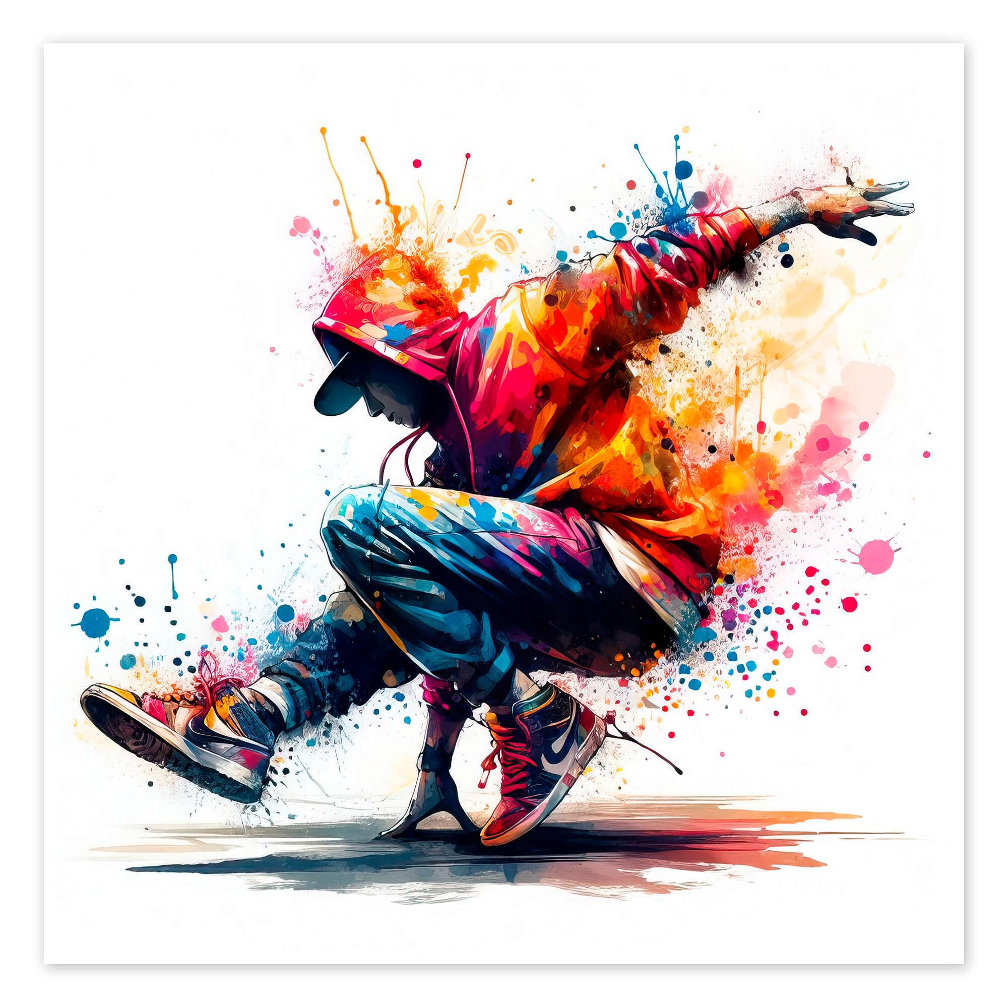 Posterlounge Breakdance style Poster | 100 x 100 cm di nobelart Colorato Quadri Decorazione per pareti