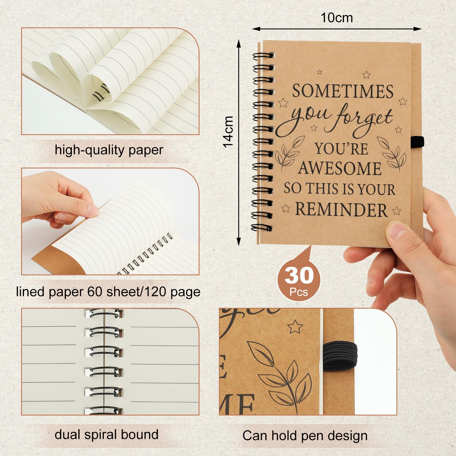 Yeaqee Set di 60 mini quaderni a spirale con penna May You Be Proud of The Work You Do Motivational Thank Gift per colleghi del personale (wesome)